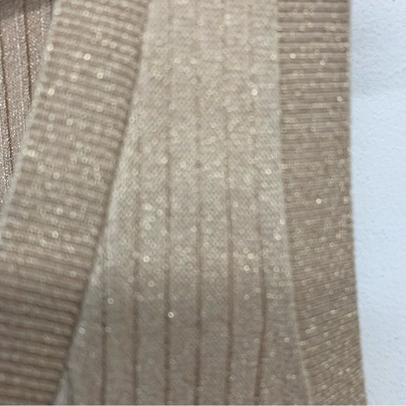 Express Ribbed Knit Midi Dress Medium Tall ‎ Gold Metallic Sparkle Sleeveless - Picture 5 of 10